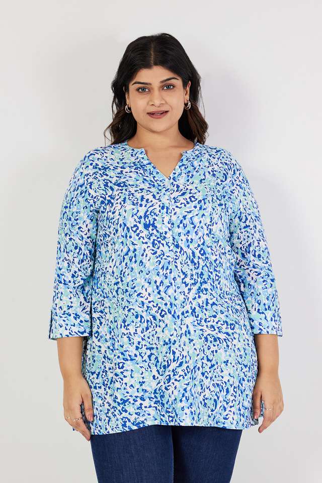 Plus-Size-Printed-Rayon-Women-s-Tunic