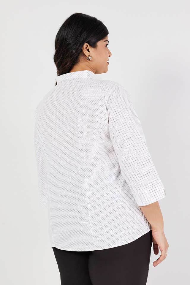 Plus-Size-Solid-Cotton-Collared-Women-s-Top