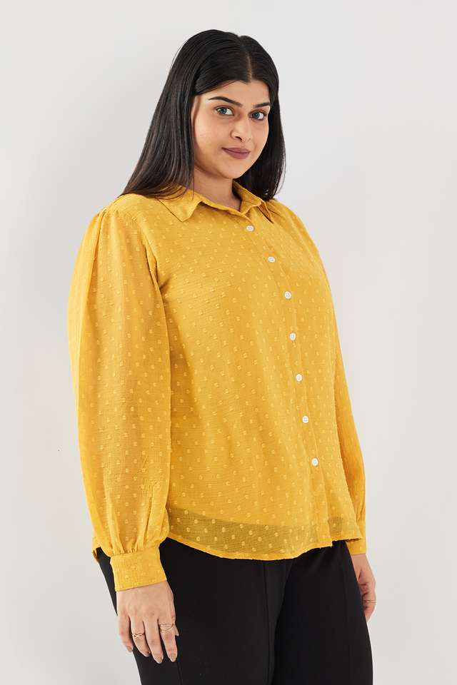 Solid-Polyester-Classic-Collar-Women-s-Top