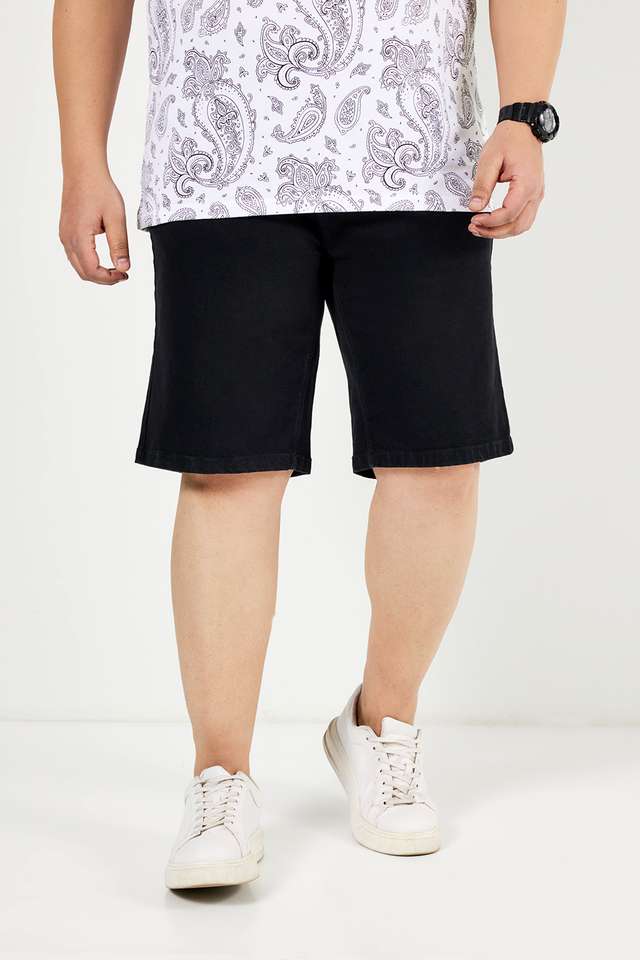 Plus-Size-Solid-Blended-Regular-Fit-Men-s-Shorts