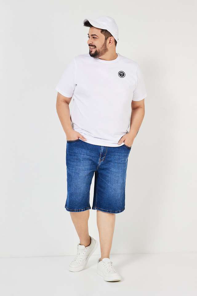 Plus-Size-Solid-Blended-Regular-Fit-Men-s-Shorts
