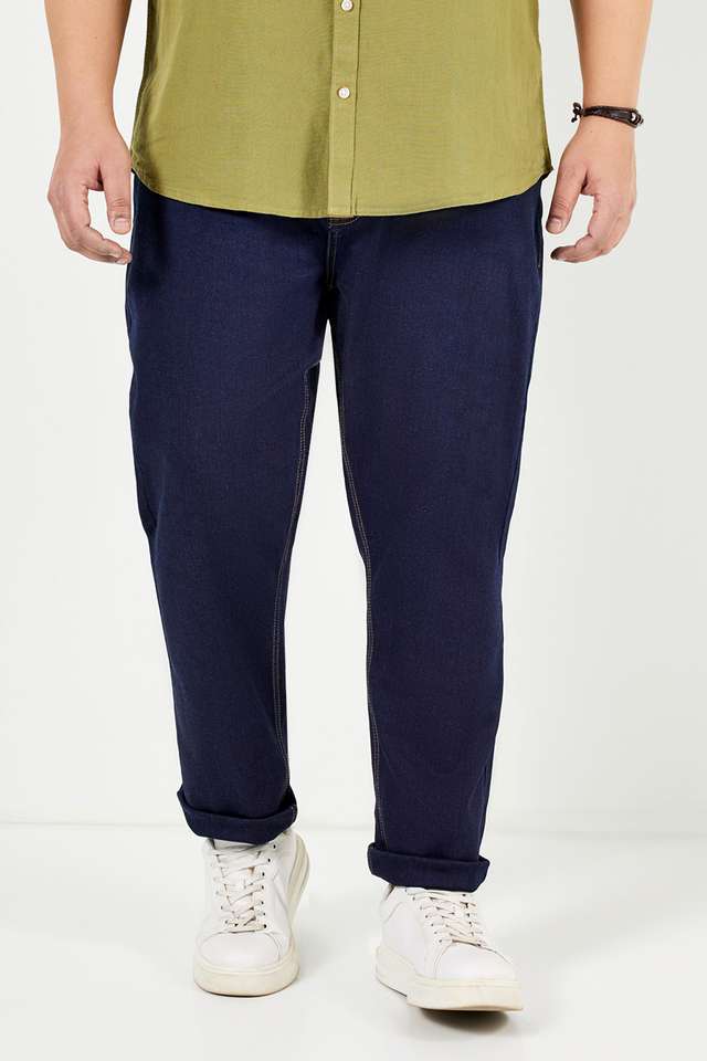 Plus-Size-Dark-Wash-Blended-Slim-Fit-Men-s-Jeans