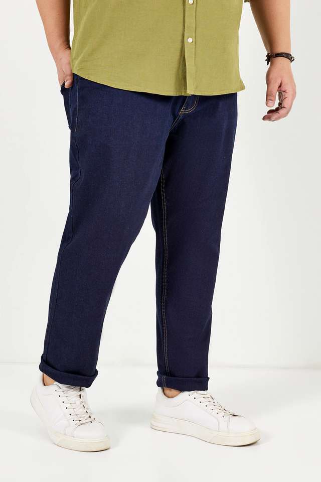 Plus-Size-Dark-Wash-Blended-Slim-Fit-Men-s-Jeans