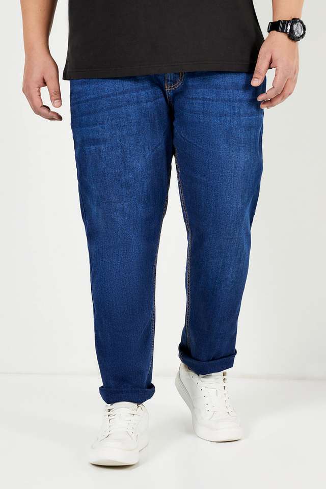 Plus-Size-Dark-Wash-Blended-Slim-Fit-Men-s-Jeans