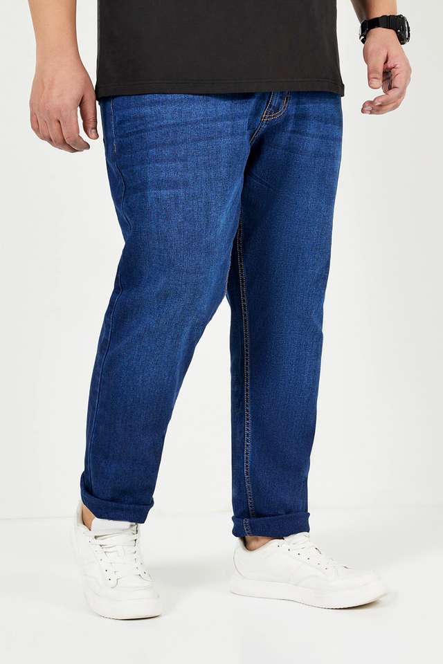Plus-Size-Dark-Wash-Blended-Slim-Fit-Men-s-Jeans