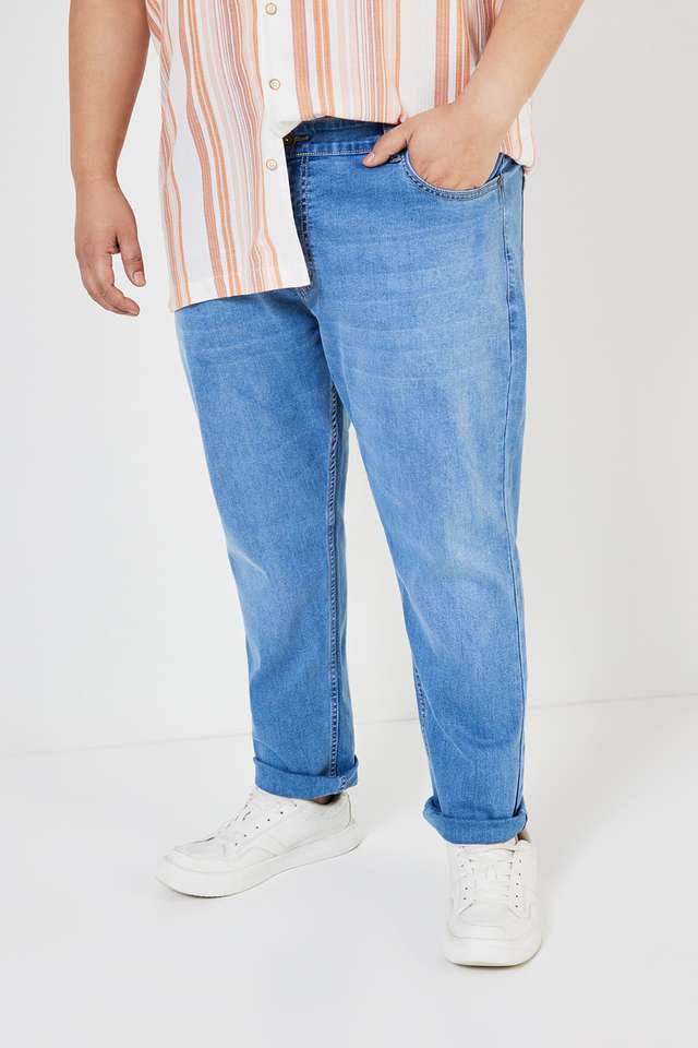 Plus-Size-Light-Wash-Blended-Slim-Fit-Men-s-Jeans