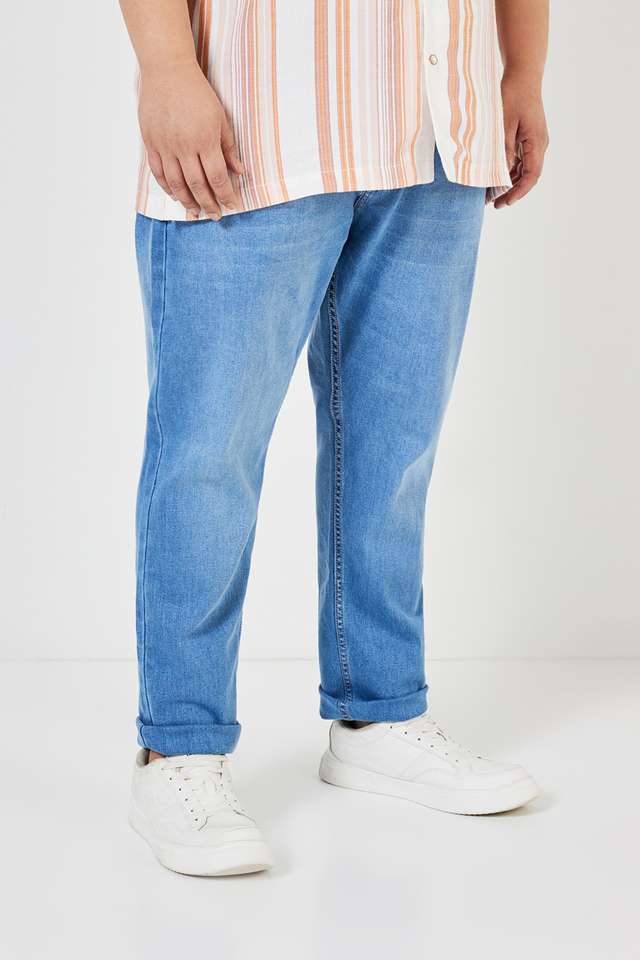 Plus-Size-Light-Wash-Blended-Slim-Fit-Men-s-Jeans