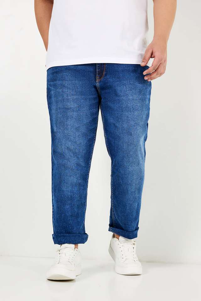 Plus-Size-Dark-Wash-Blended-Slim-Fit-Men-s-Jeans