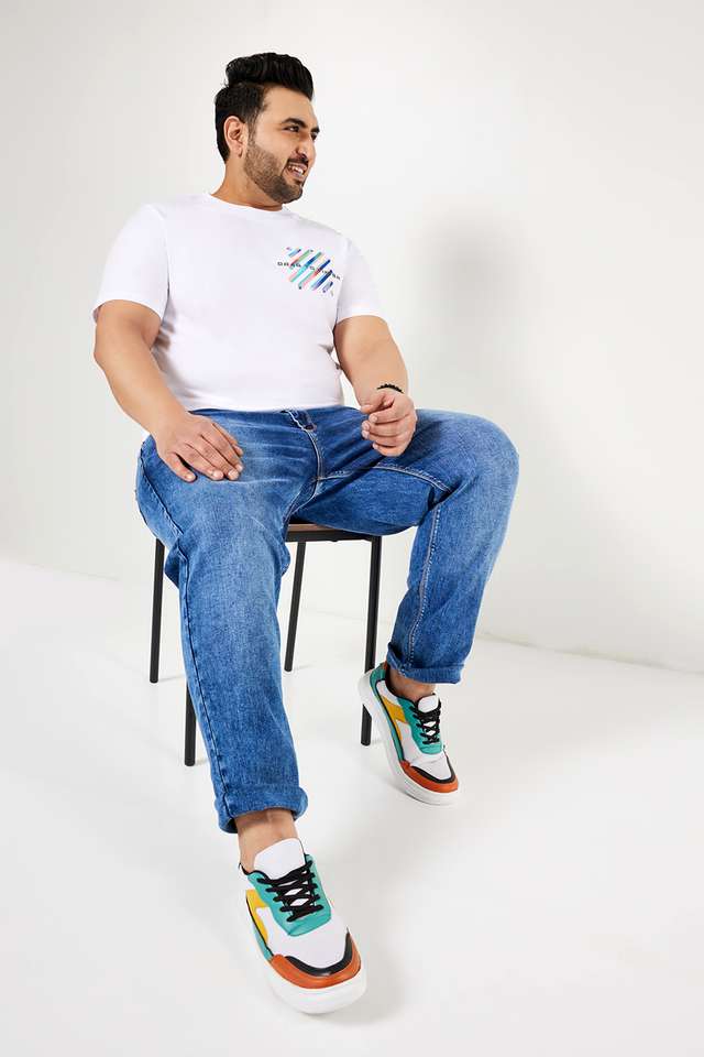 Plus-Size-Light-Wash-Blended-Slim-Fit-Men-s-Jeans