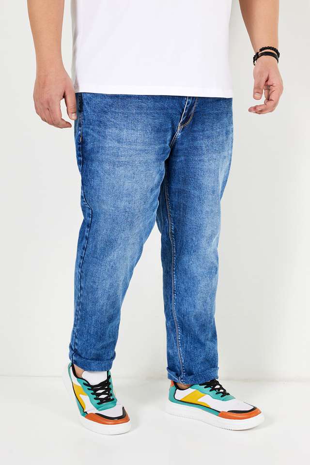 Plus-Size-Light-Wash-Blended-Slim-Fit-Men-s-Jeans