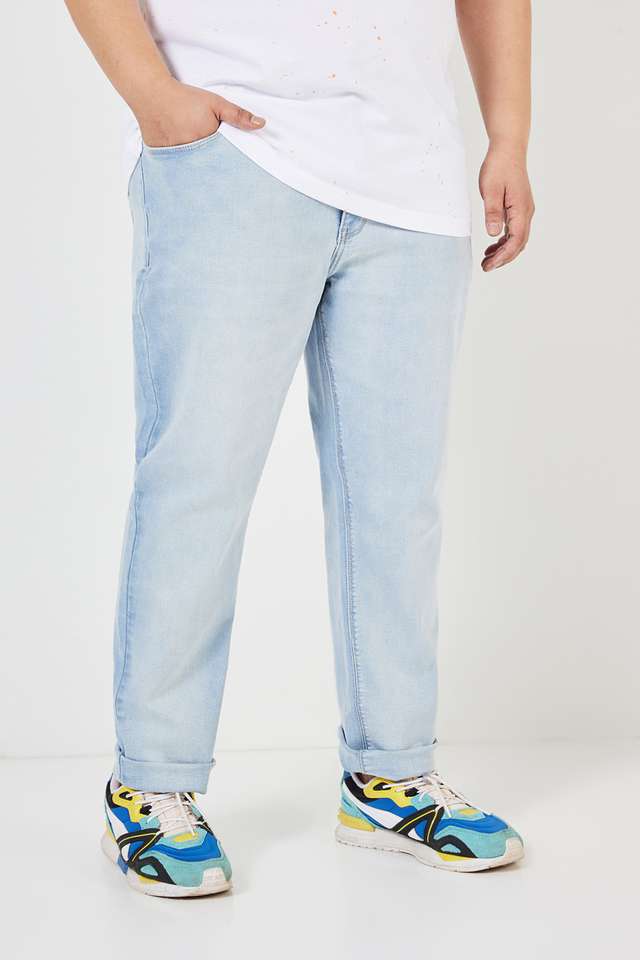 Plus-Size-Light-Wash-Blended-Slim-Fit-Men-s-Jeans