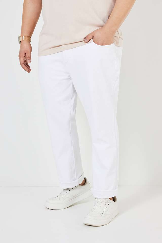 Plus-Size-Bleach-Wash-Blended-Slim-Fit-Men-s-Jeans