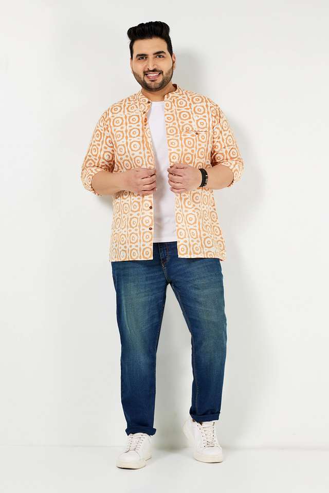 Plus-Size-Printed-Cotton-Regular-Fit-Men-s-Casual-Shirt