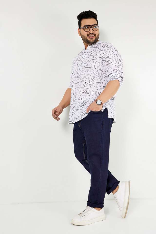 Plus-Size-Printed-Cotton-Regular-Fit-Men-s-Casual-Shirt
