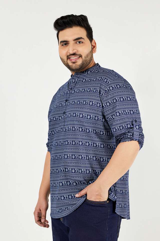 Plus-Size-Printed-Cotton-Regular-Fit-Men-s-Casual-Shirt