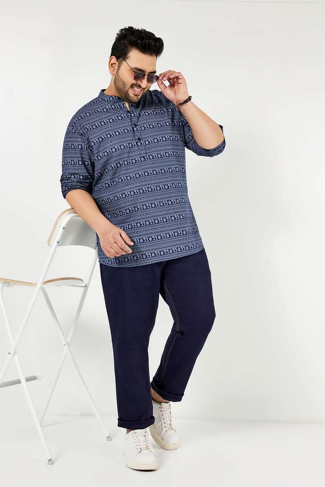Plus-Size-Printed-Cotton-Regular-Fit-Men-s-Casual-Shirt