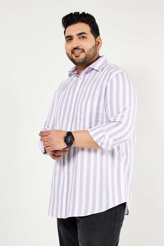 Plus-Size-Men-s-Full-Sleeved-Oxford-Striped-Shirt