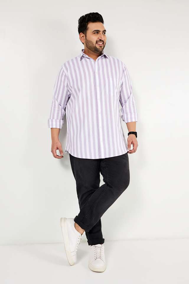Plus-Size-Men-s-Full-Sleeved-Oxford-Striped-Shirt