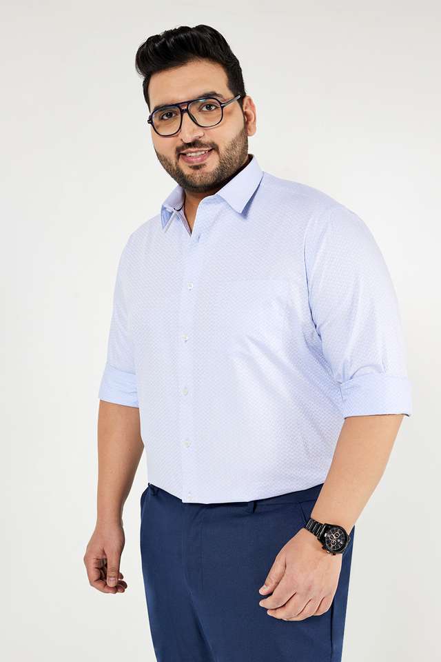 Plus-Size-Men-s-Full-Sleeved-Dobby-Formal-Shirt