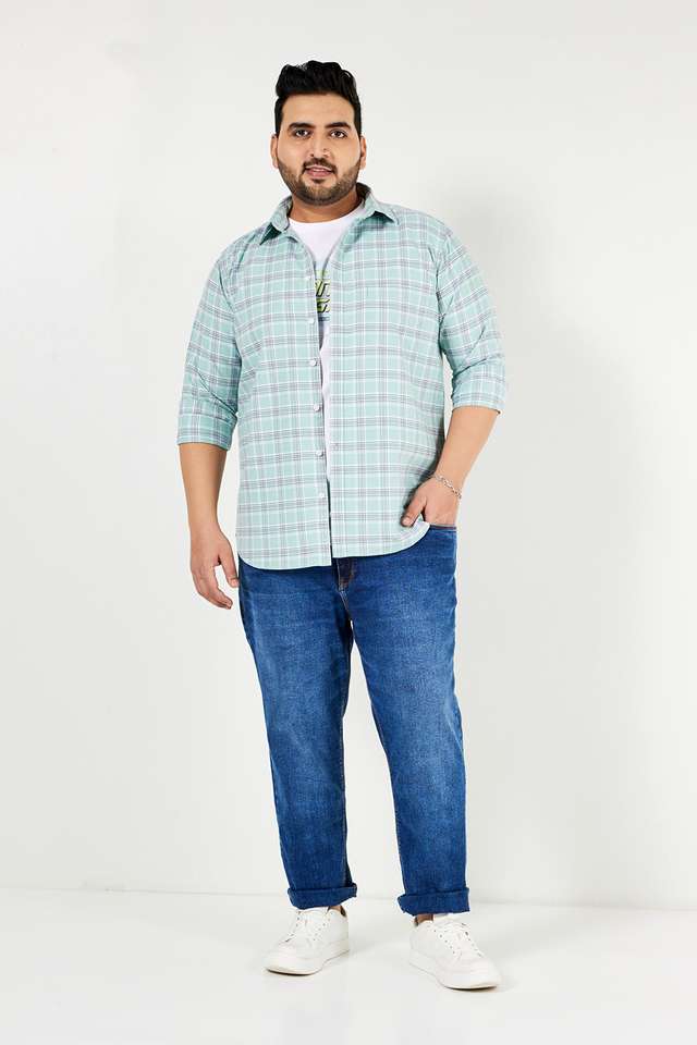 Plus-Size-Checks-Cotton-Regular-Fit-Men-s-Casual-Shirt