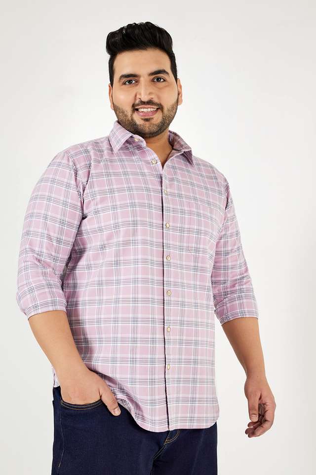 Plus-Size-Checks-Cotton-Regular-Fit-Men-s-Casual-Shirt