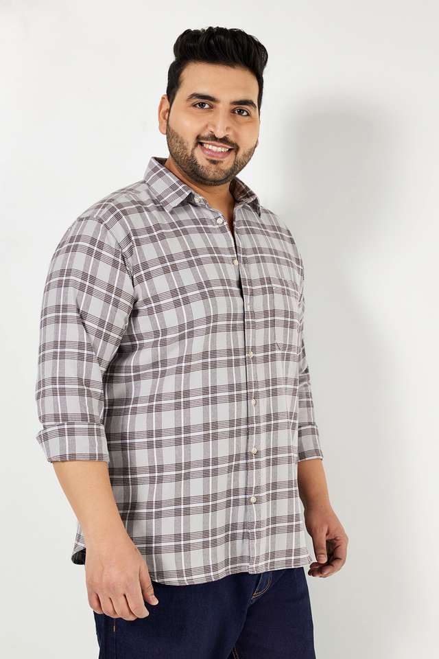 Plus-Size-Checks-Blended-Regular-Fit-Men-s-Casual-Shirt