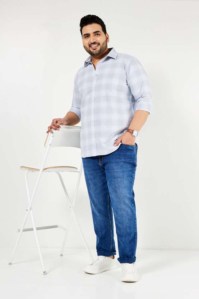 Plus-Size-Checks-Cotton-Regular-Fit-Men-s-Casual-Shirt