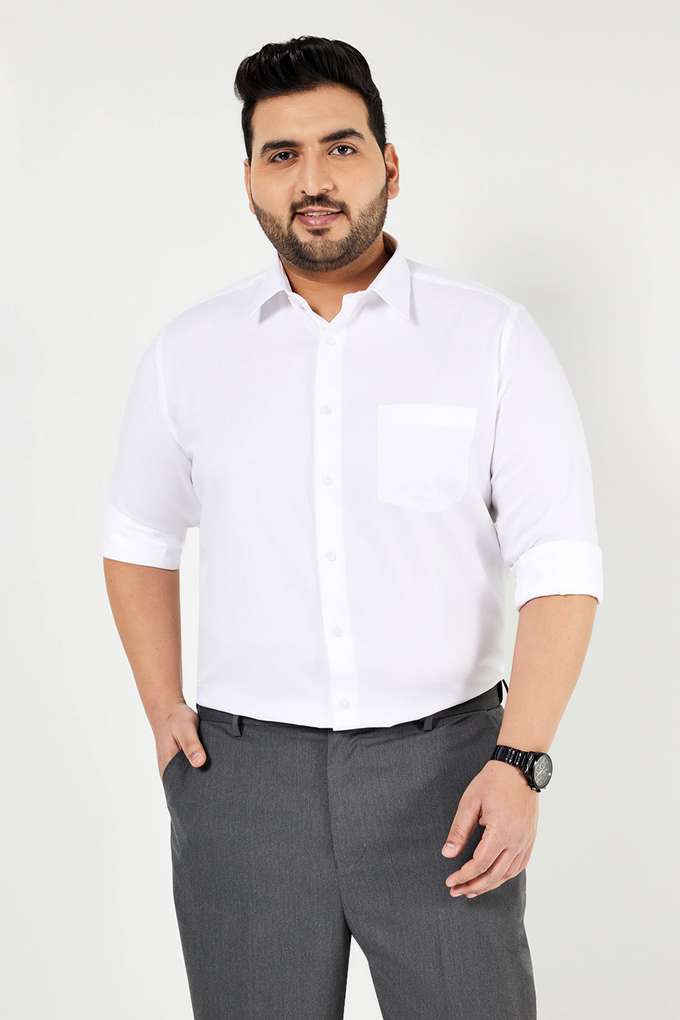 Plus-Size-Men-s-Full-Sleeved-Dobby-Formal-Shirt