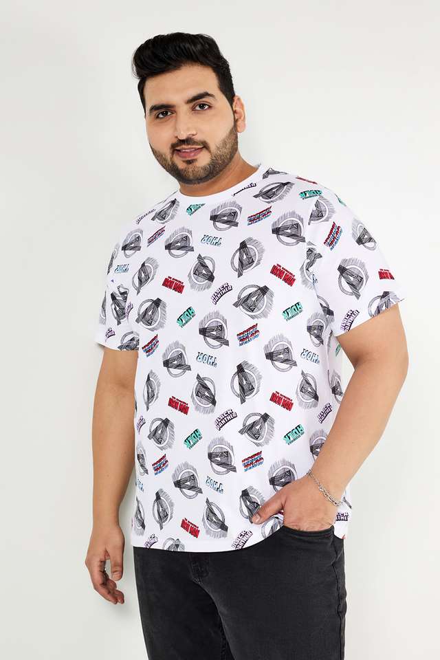 Plus-Size-Character-Print-Cotton-Crew-Neck-Men-s-T-Shirt