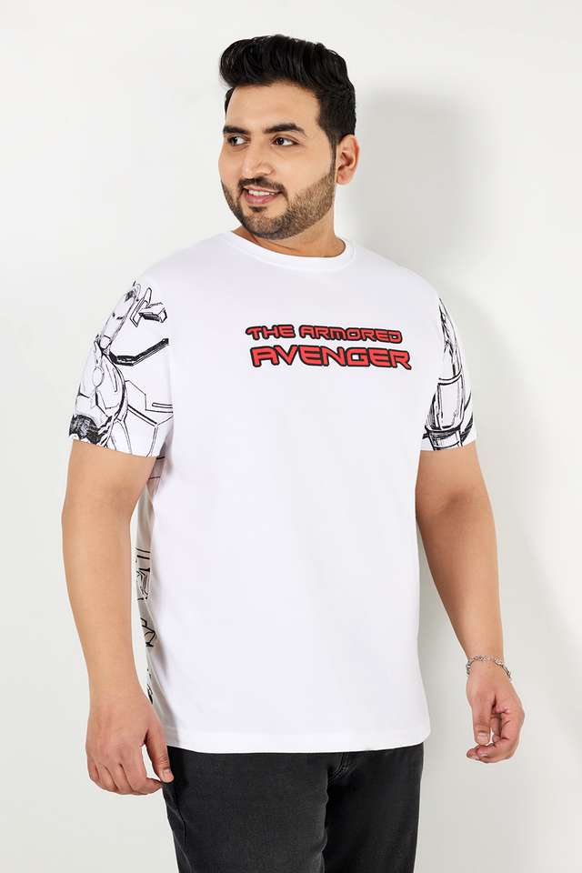 Plus-Size-Character-Print-Cotton-Crew-Neck-Men-s-T-Shirt