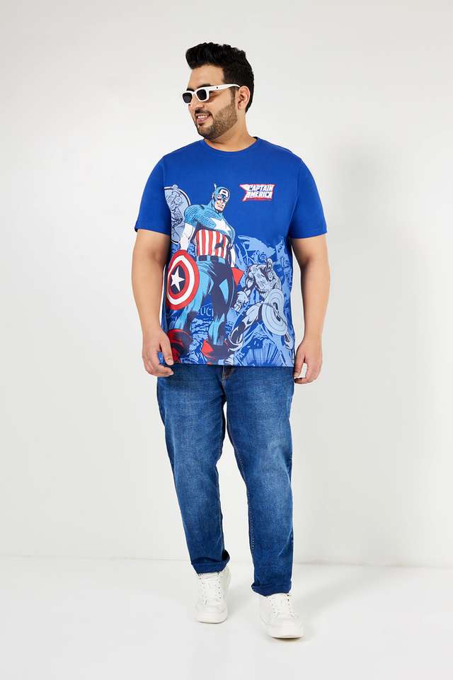 Plus-Size-Character-Print-Cotton-Crew-Neck-Men-s-T-Shirt