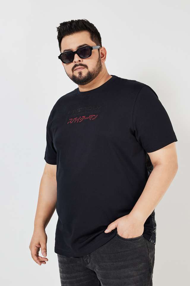 Plus-Size-Character-Print-Blended-Crew-Neck-Men-s-T-Shirt
