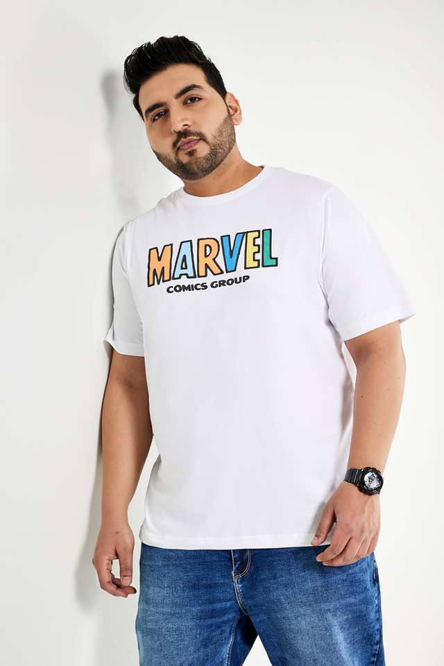 Plus-Size-Character-Print-Blended-Crew-Neck-Men-s-T-Shirt