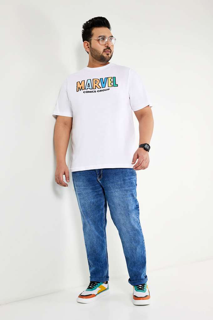 Plus-Size-Character-Print-Blended-Crew-Neck-Men-s-T-Shirt