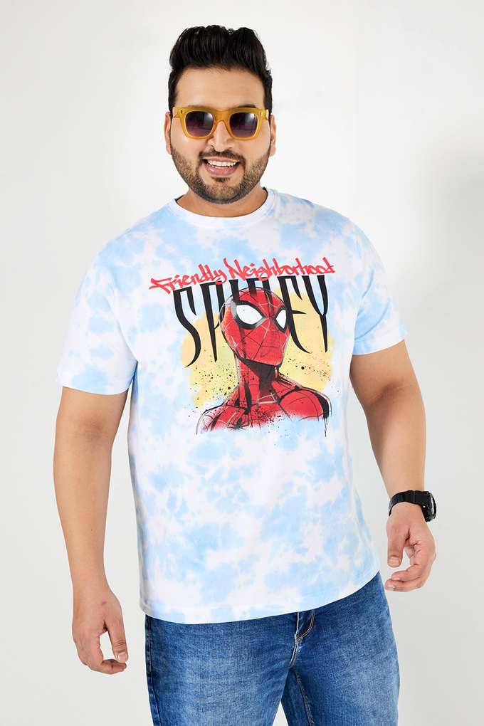 Plus-Size-Character-Print-Blended-Crew-Neck-Men-s-T-Shirt