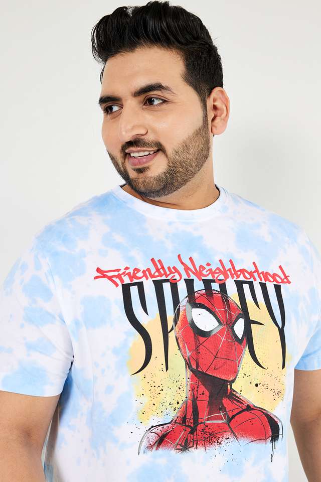 Plus-Size-Character-Print-Blended-Crew-Neck-Men-s-T-Shirt