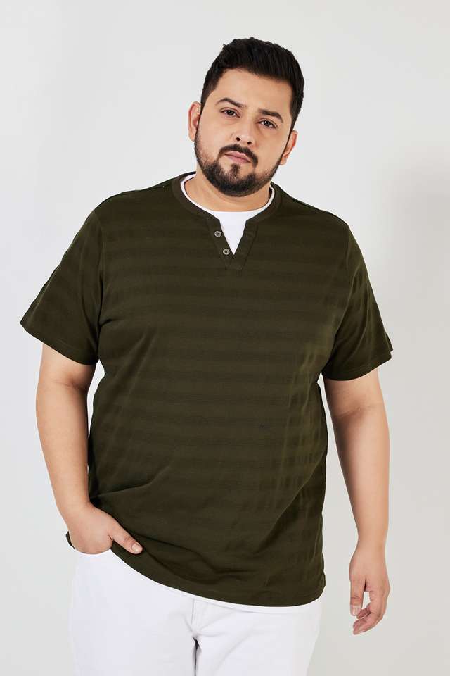 Plus-Size-Solid-Cotton-Henley-Men-s-T-Shirt