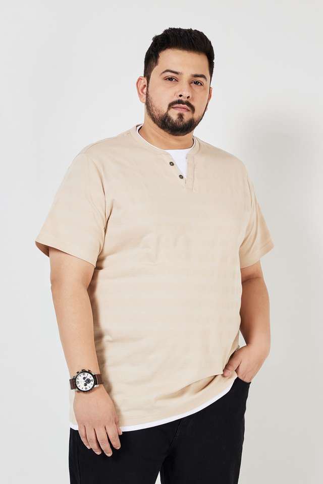 Plus-Size-Solid-Cotton-Henley-Men-s-T-Shirt