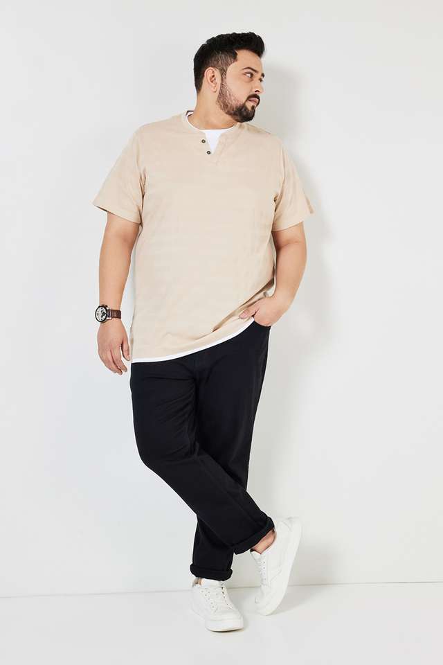 Plus-Size-Solid-Cotton-Henley-Men-s-T-Shirt