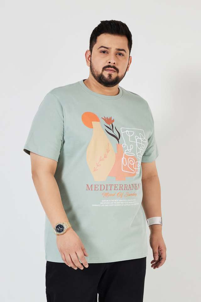 Plus-Size-Graphic-Print-Cotton-Crew-Neck-Men-s-T-Shirt