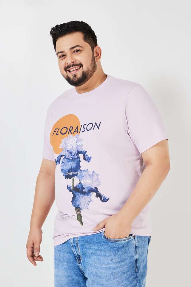 Plus-Size-Graphic-Print-Cotton-Crew-Neck-Men-s-T-Shirt