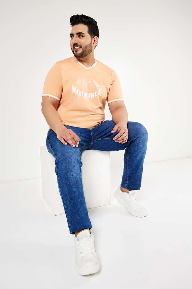 Plus-Size-Graphic-Print-Blended-Crew-Neck-Men-s-T-Shirt