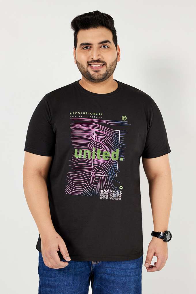Plus-Size-Graphic-Print-Blended-Crew-Neck-Men-s-T-Shirt