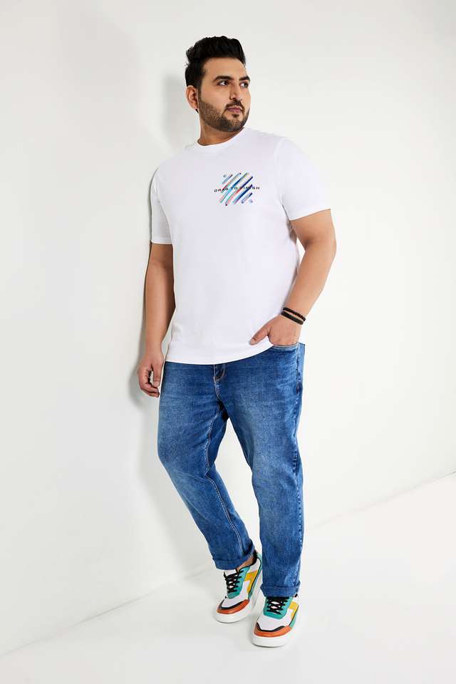 Plus-Size-Graphic-Print-Blended-Crew-Neck-Men-s-T-Shirt