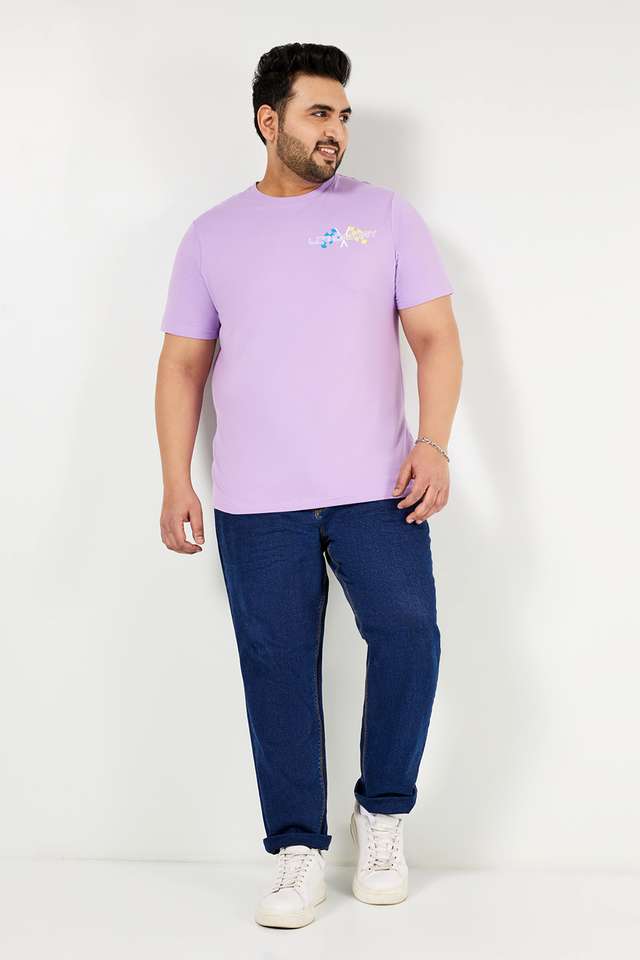 Plus-Size-Graphic-Print-Blended-Crew-Neck-Men-s-T-Shirt