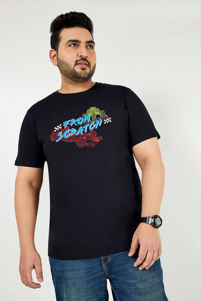 Plus-Size-Graphic-Print-Blended-Crew-Neck-Men-s-T-Shirt