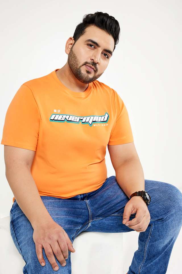 Plus-Size-Graphic-Print-Blended-Crew-Neck-Men-s-T-Shirt