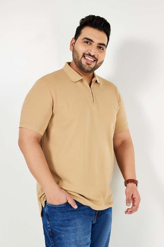 Plus-Size-Solid-Blended-Polo-Men-s-T-Shirt