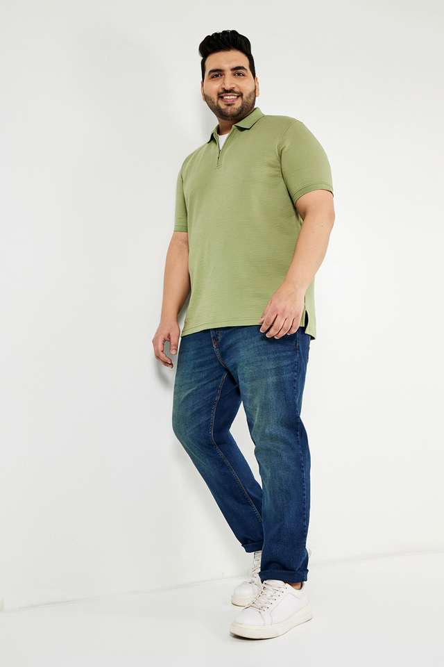 Plus-Size-Solid-Blended-Polo-Men-s-T-Shirt