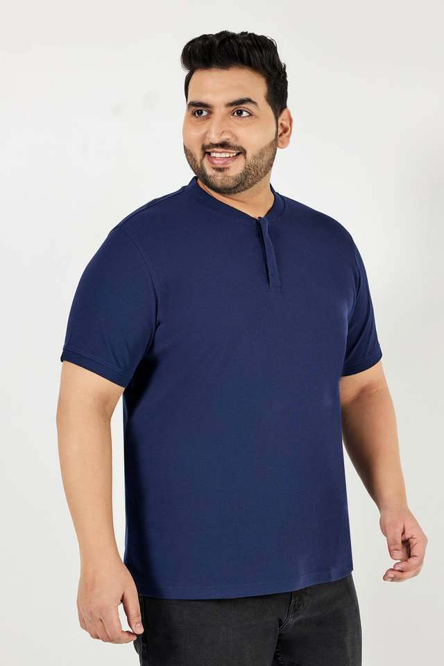 Plus-Size-Textured-Blended-Henley-Men-s-T-Shirt